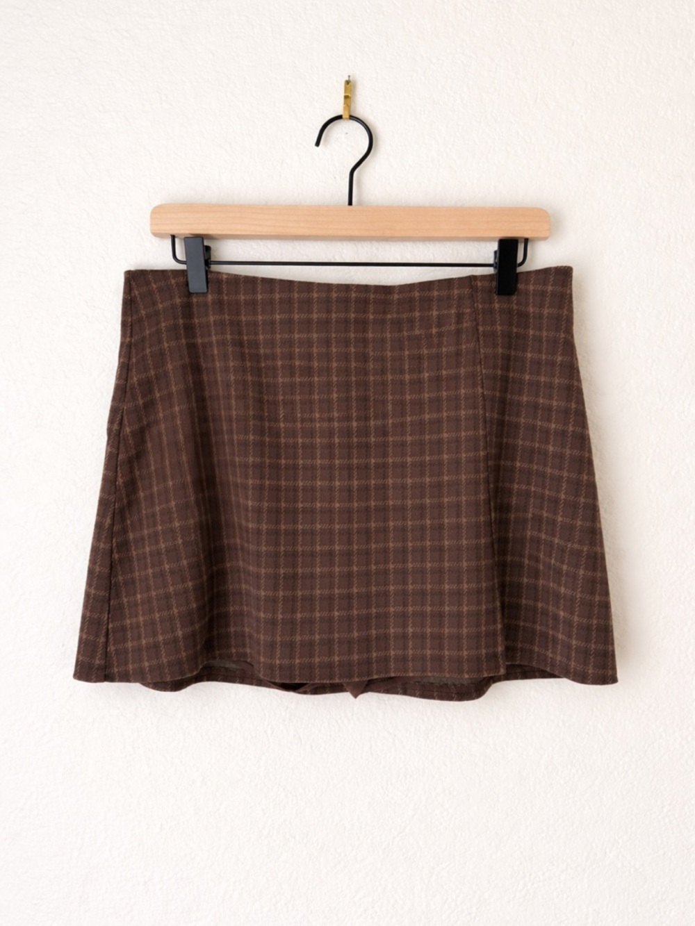 American Eagle Brown Plaid Mini Skirt Size Large Preppy A-Line Fall